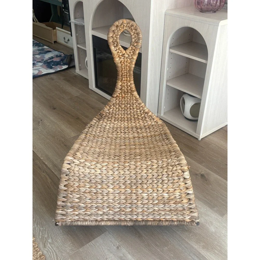 Vintage IKEA Gullholmen Rocking Chair Woven Banana Leaf Rattan Boho Lounge